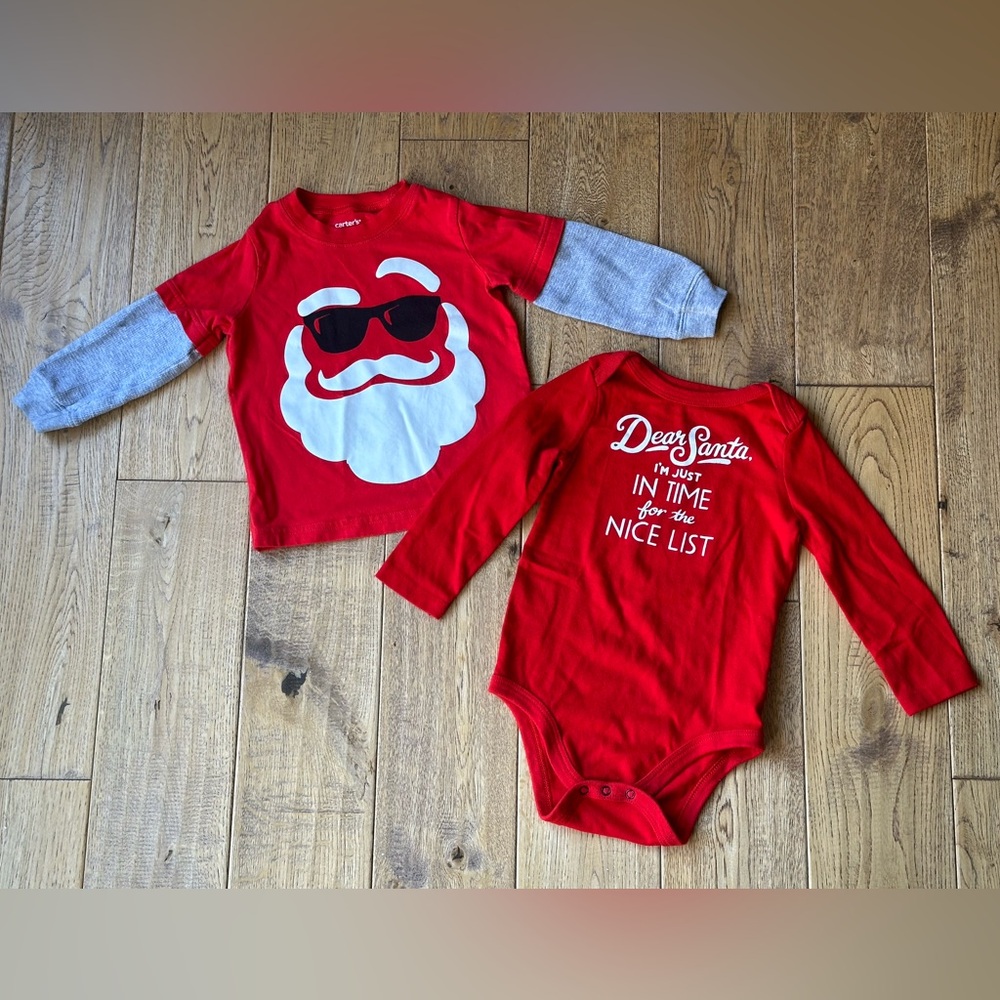 Carters and Cat & Jack Bundle of Red Christmas Shirts size 18 Months